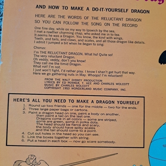 Walt Disney All About Dragons Puff Magic Vintage Vinyl Record Collectible Used - Picture 6 of 12